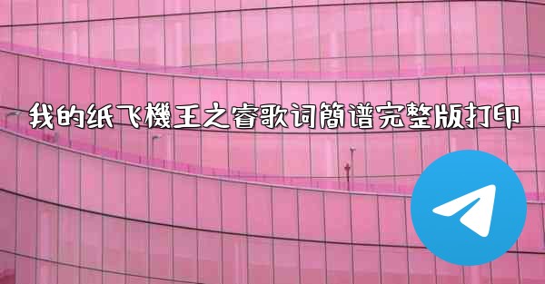 我的纸飞機王之睿歌词簡谱完整版打印