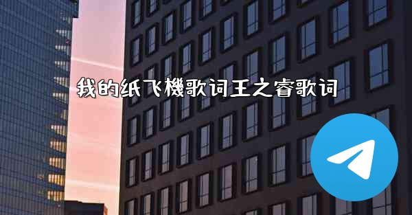 我的纸飞機歌词王之睿歌词